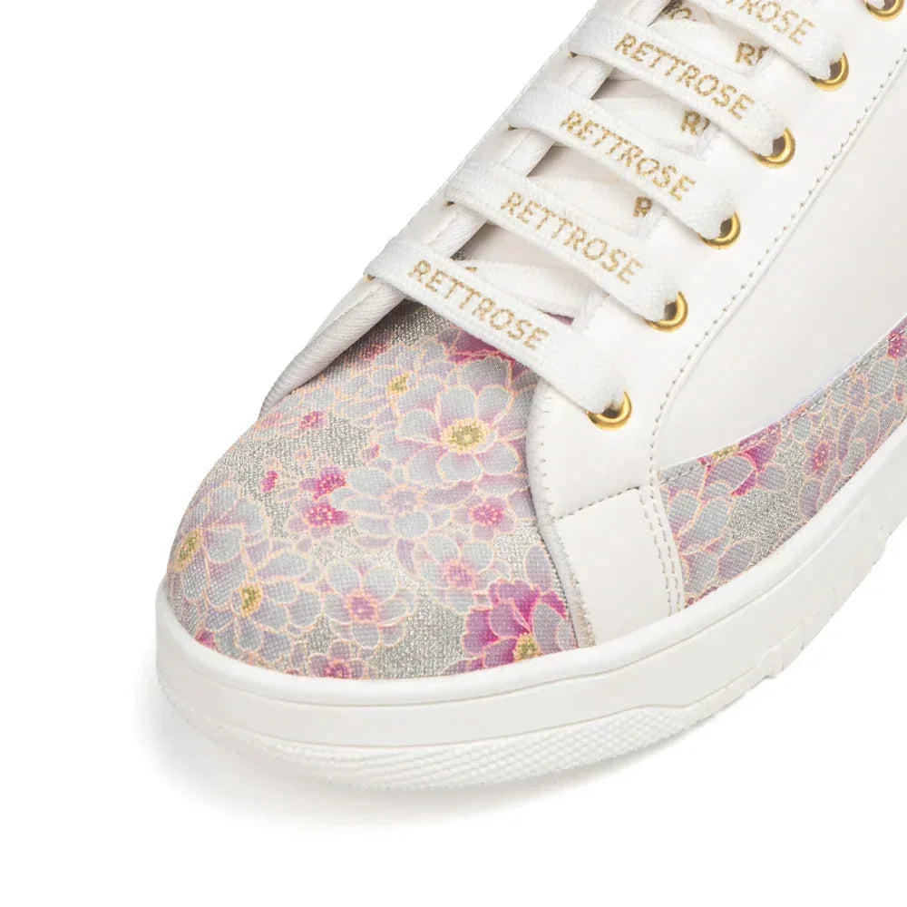 The Mosaic Rose White Pink Luxury Embellished Casual Sneaker