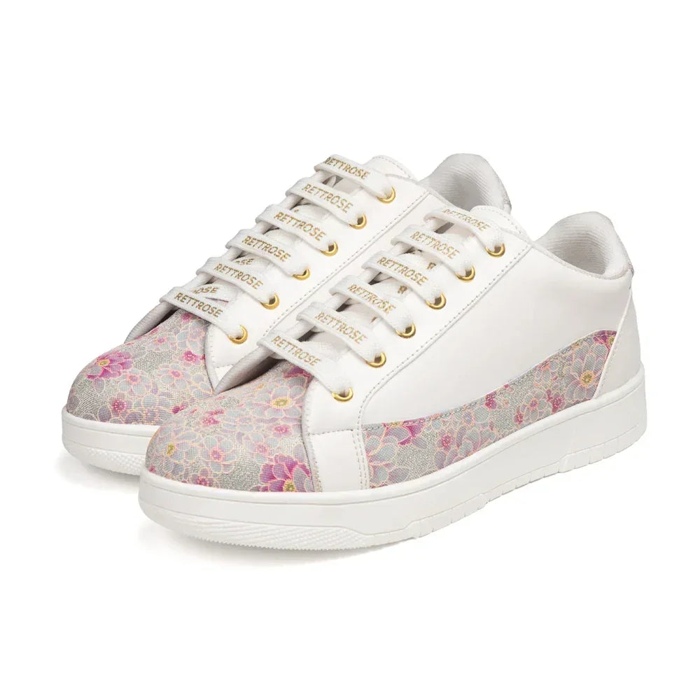 The Mosaic Rose White Pink Luxury Embellished Casual Sneaker