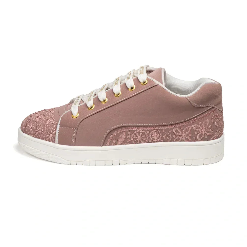 The Heirloom Flora Peach Luxury Embellished Casual Sneaker