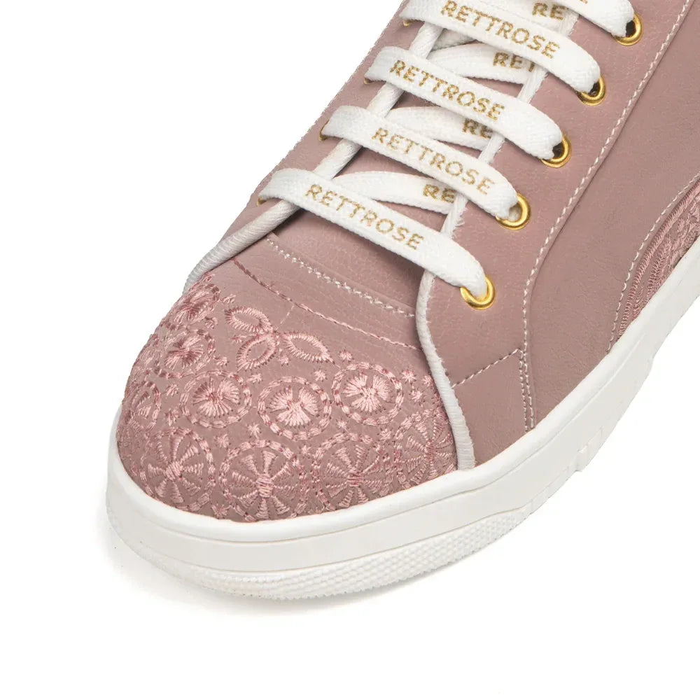 The Heirloom Flora Peach Luxury Embellished Casual Sneaker