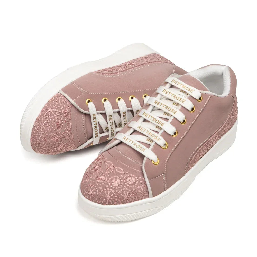 The Heirloom Flora Peach Luxury Embellished Casual Sneaker