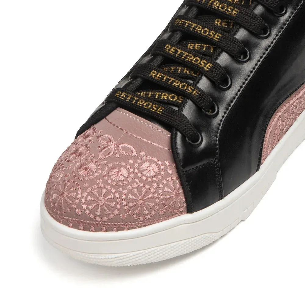 The Heirloom Flora Black Peach Luxury Embellished Casual Sneaker