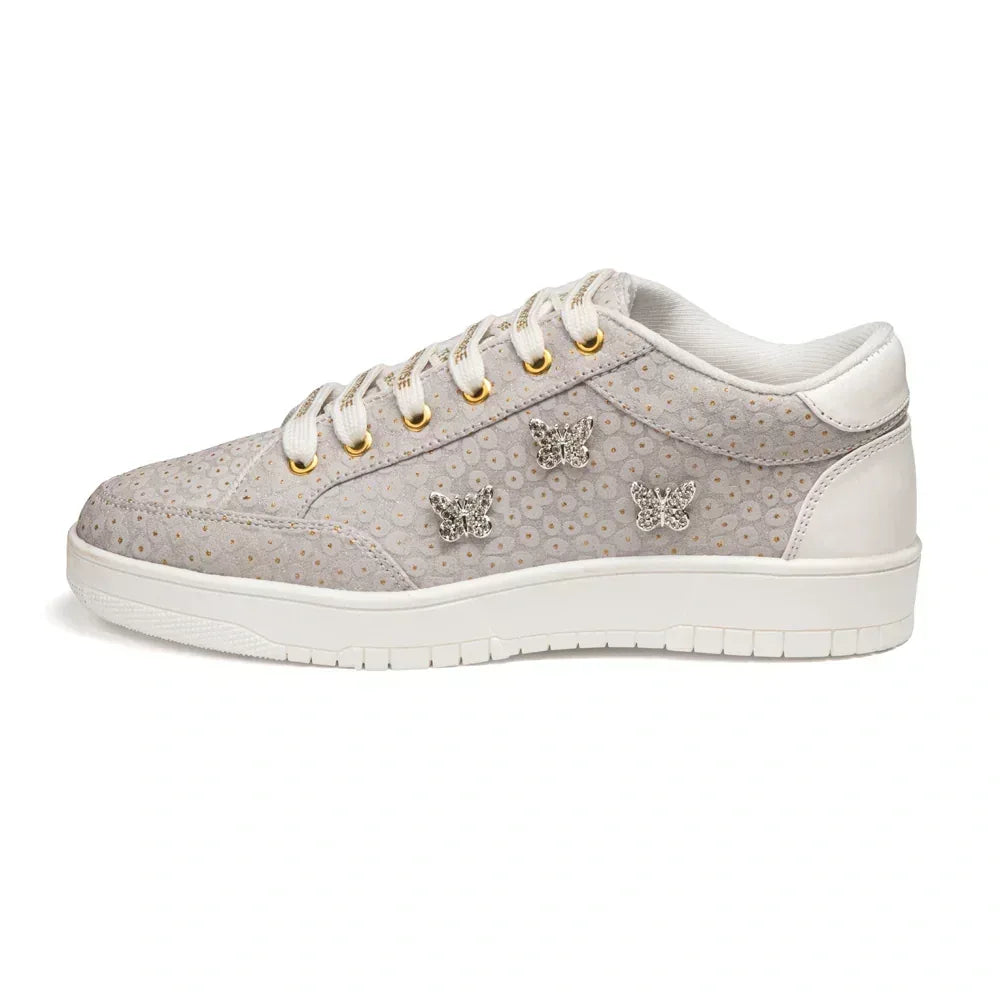 The Meadow Legacy Gray White Luxury Embellished Casual Sneaker