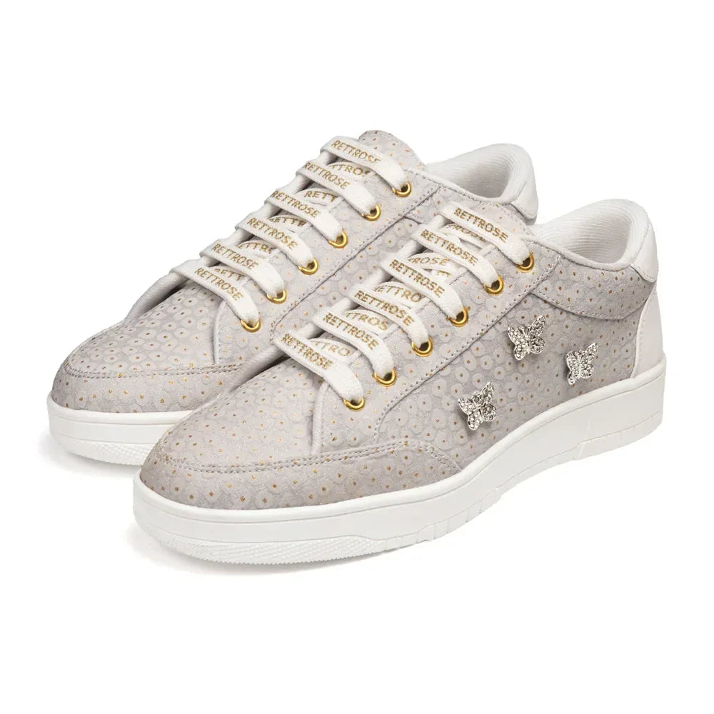 The Meadow Legacy Gray White Luxury Embellished Casual Sneaker