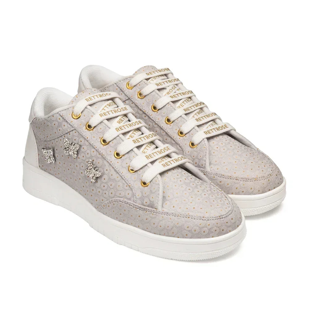 The Meadow Legacy Gray White Luxury Embellished Casual Sneaker