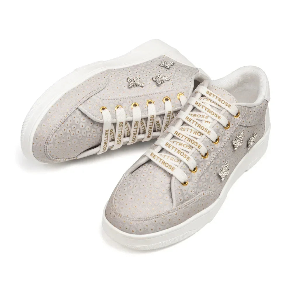 The Meadow Legacy Gray White Luxury Embellished Casual Sneaker