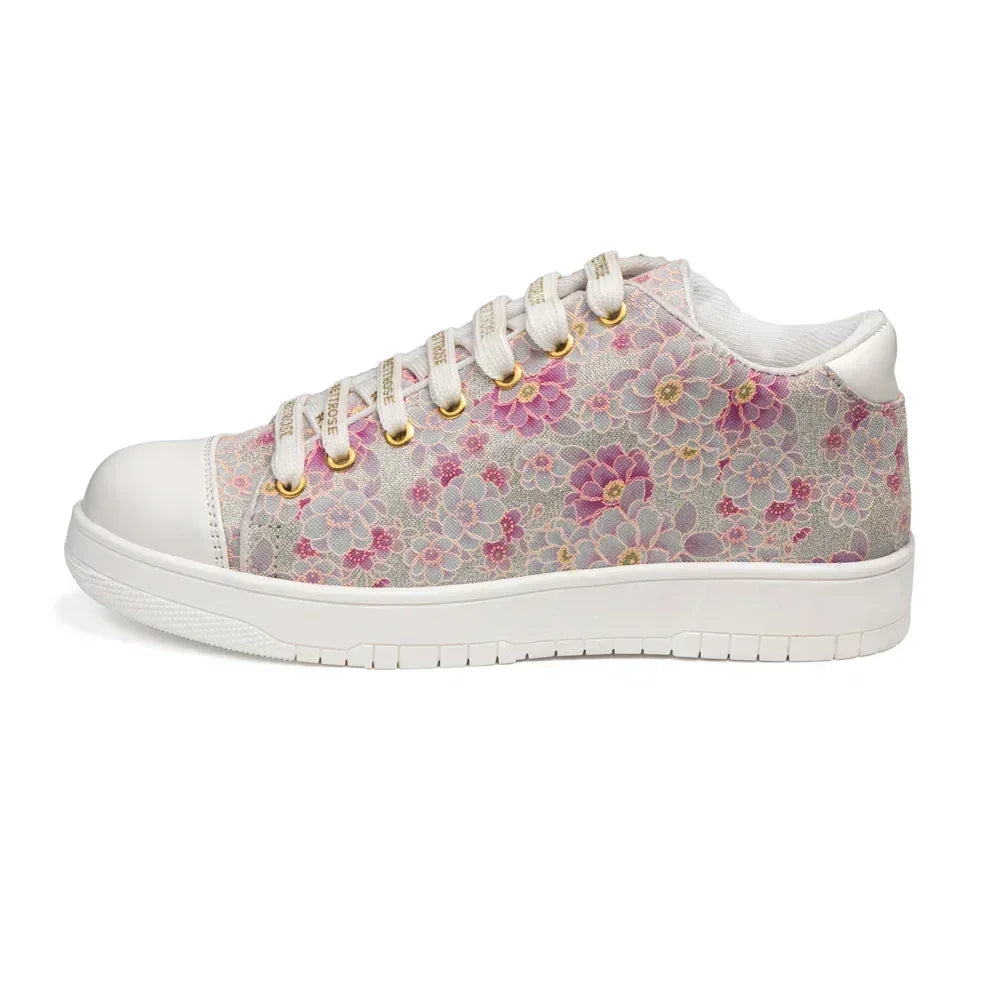 The Botanical Flora White Gray Luxury Embellished Casual Sneaker