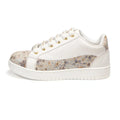 The Mosaic Rose White Gray Luxury Embellished Casual Sneaker