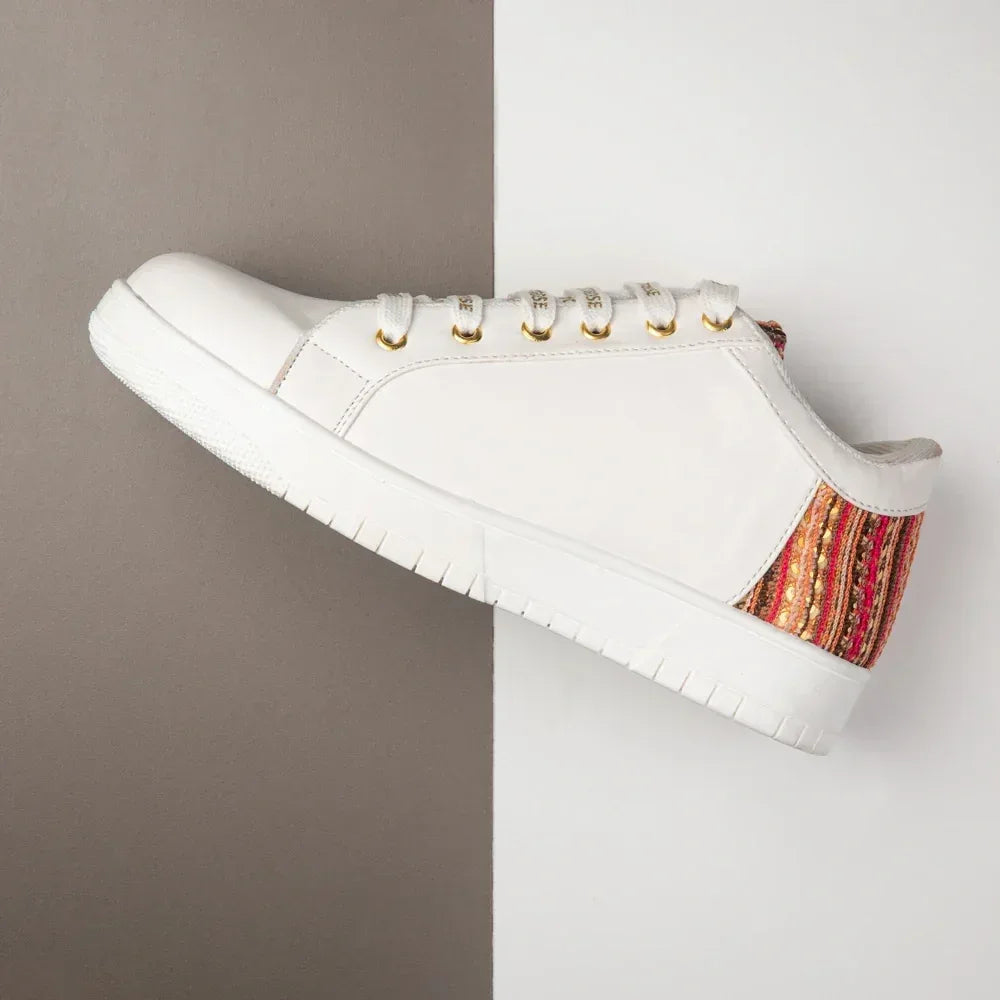 The Desert Horizon White Red Luxury Embellished Casual Sneaker