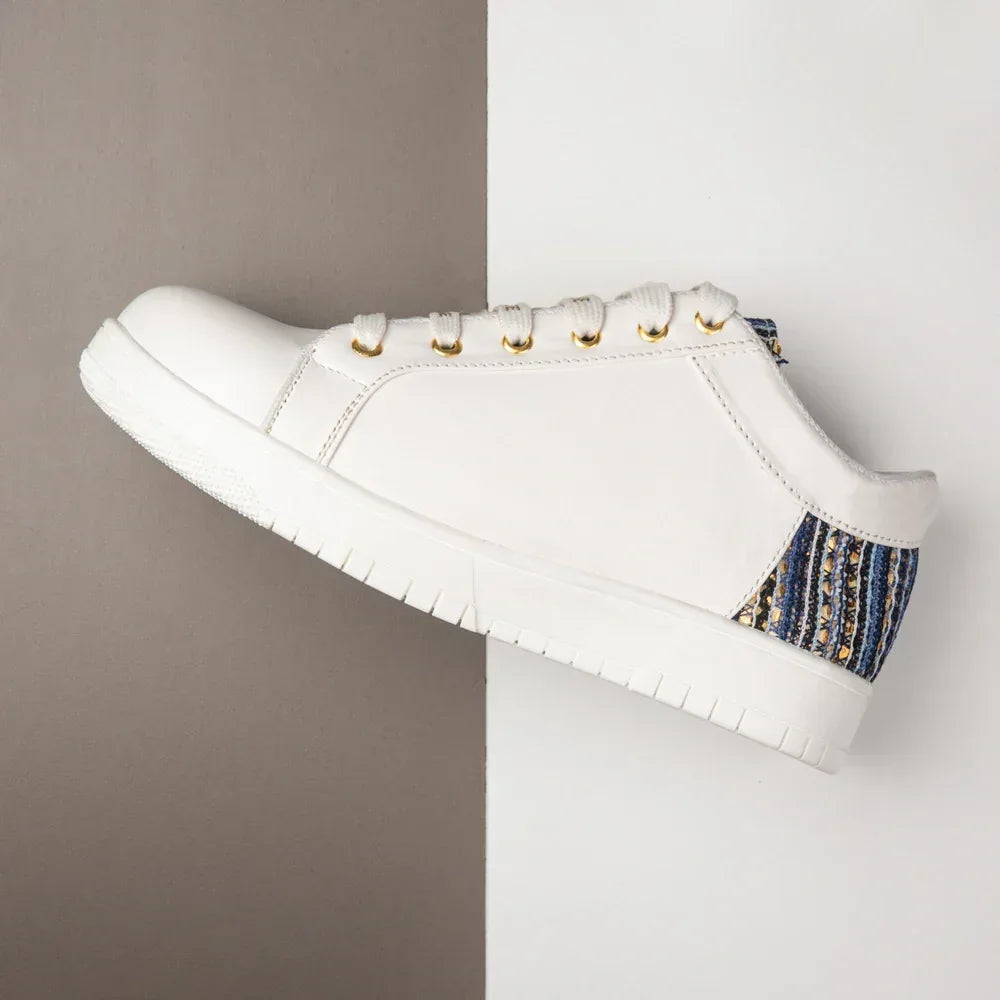 The Desert Horizon White Blue Luxury Embellished Casual Sneaker