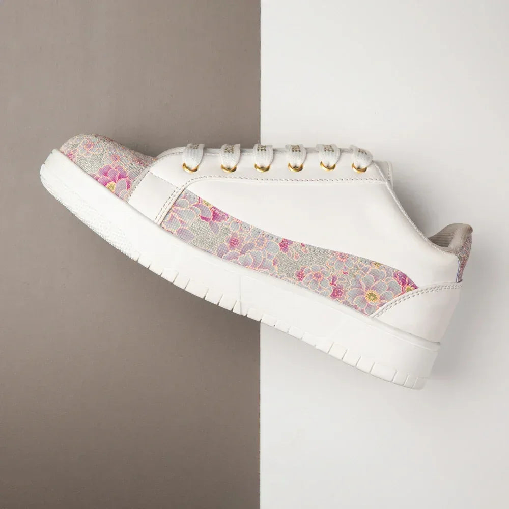 The Mosaic Rose White Pink Luxury Embellished Casual Sneaker