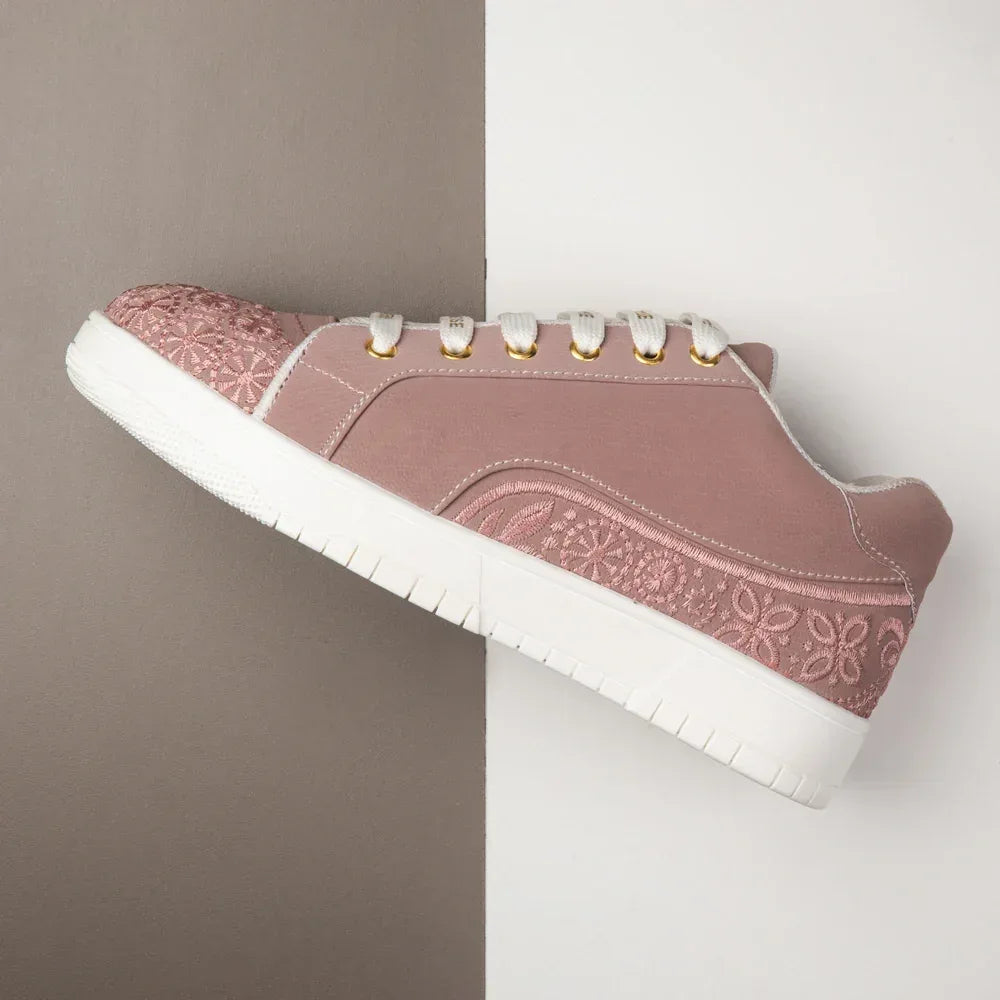 The Heirloom Flora Peach Luxury Embellished Casual Sneaker
