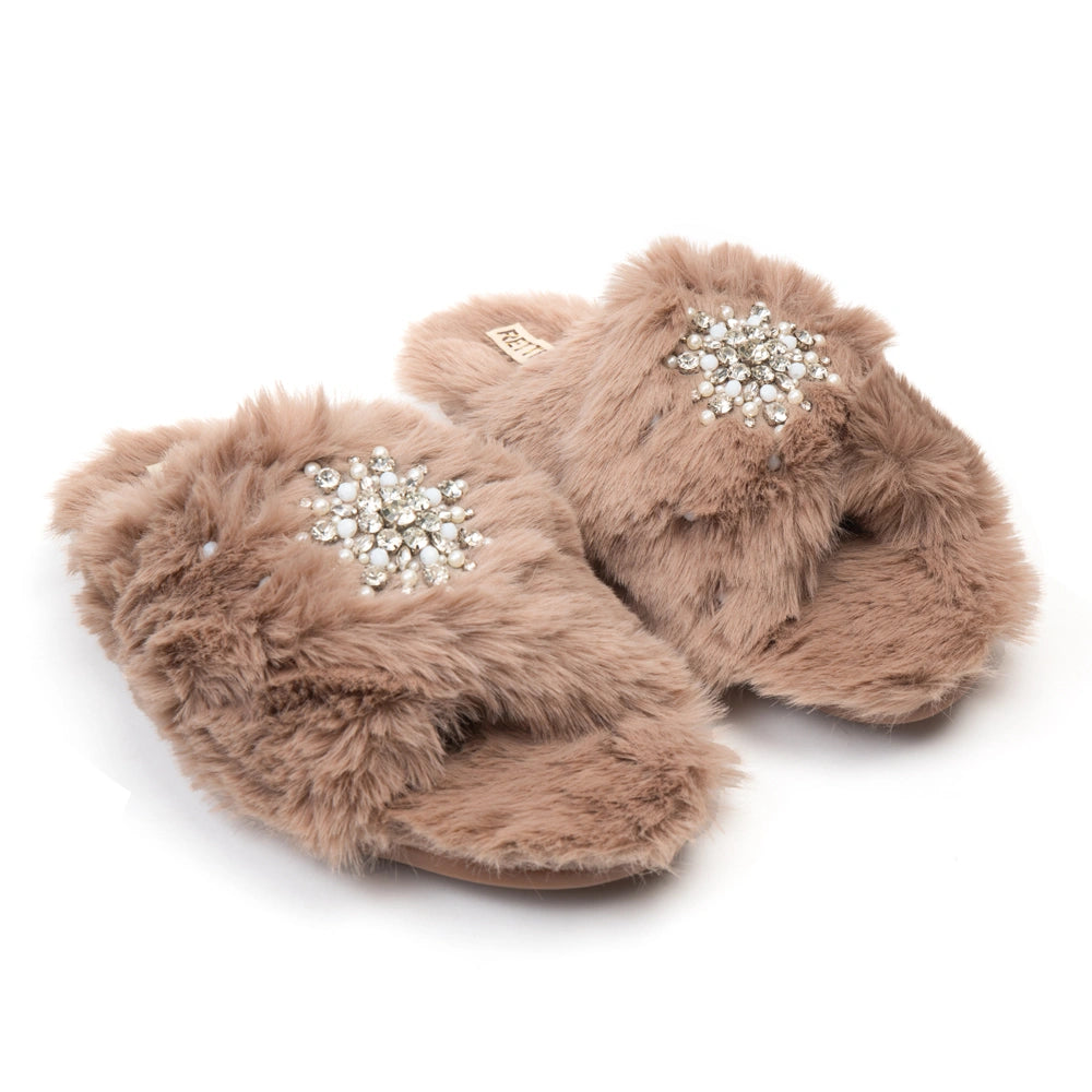 The Alice Mink Luxury Fluffy Embellished Slippers