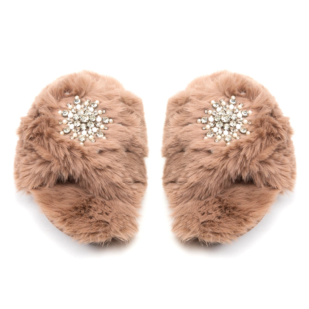 The Alice Mink Luxury Fluffy Embellished Slippers