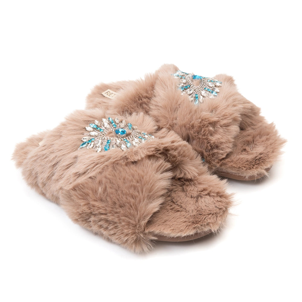 The Hannah Mink Luxury Fluffy Embellished Slippers