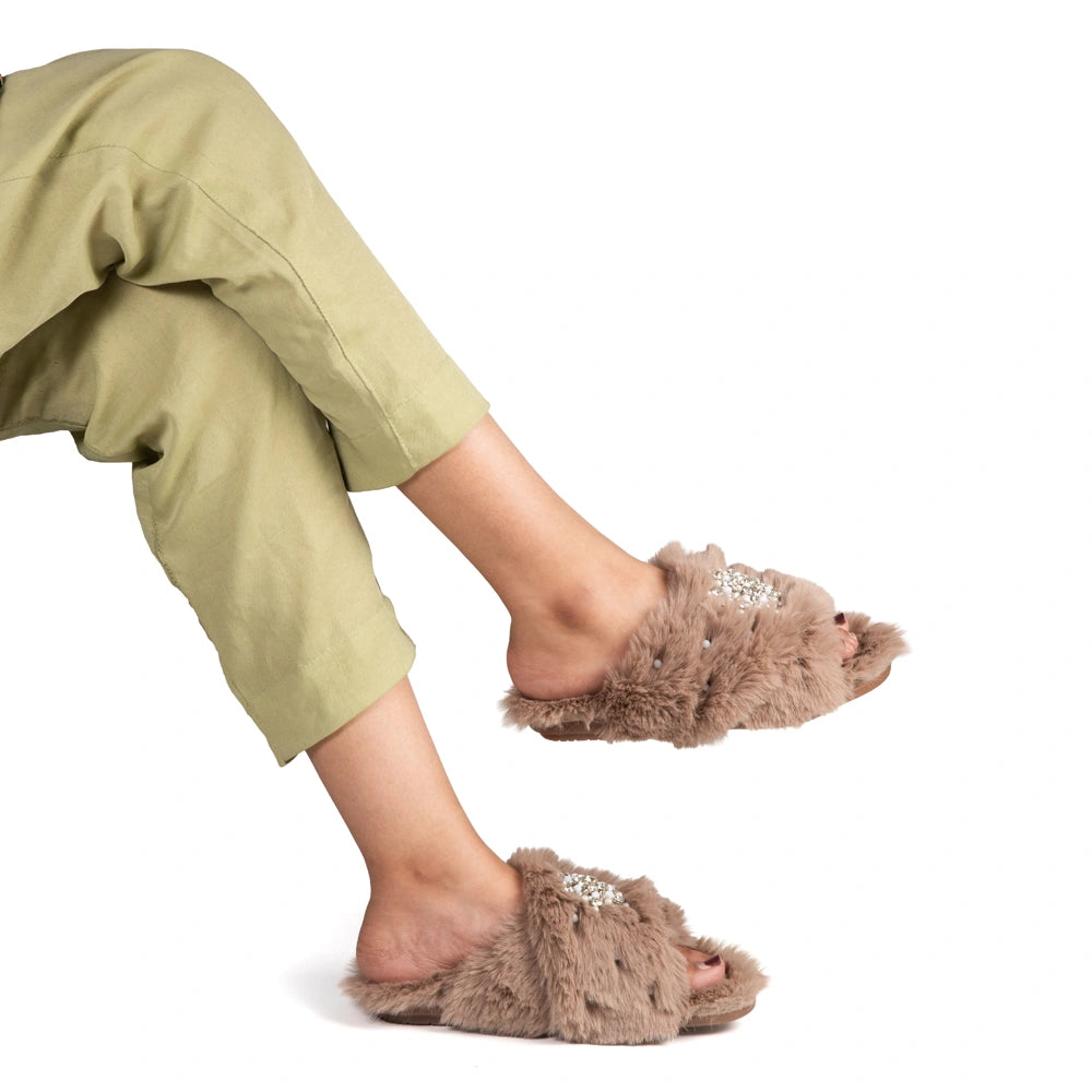 The Alice Mink Luxury Fluffy Embellished Slippers