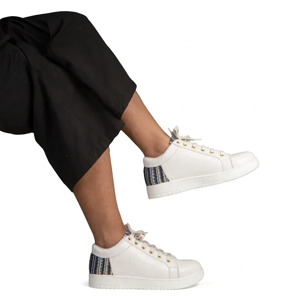 The Desert Horizon White Blue Luxury Embellished Casual Sneaker