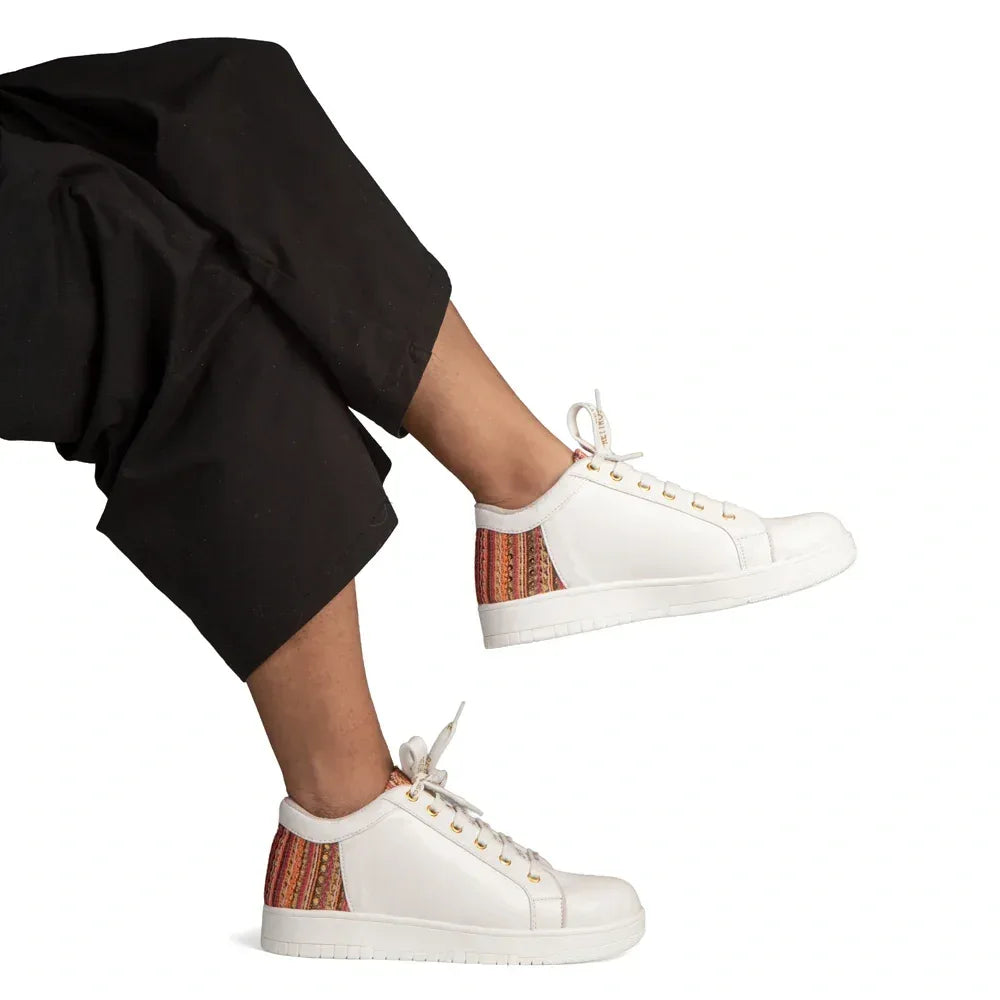 The Desert Horizon White Red Luxury Embellished Casual Sneaker
