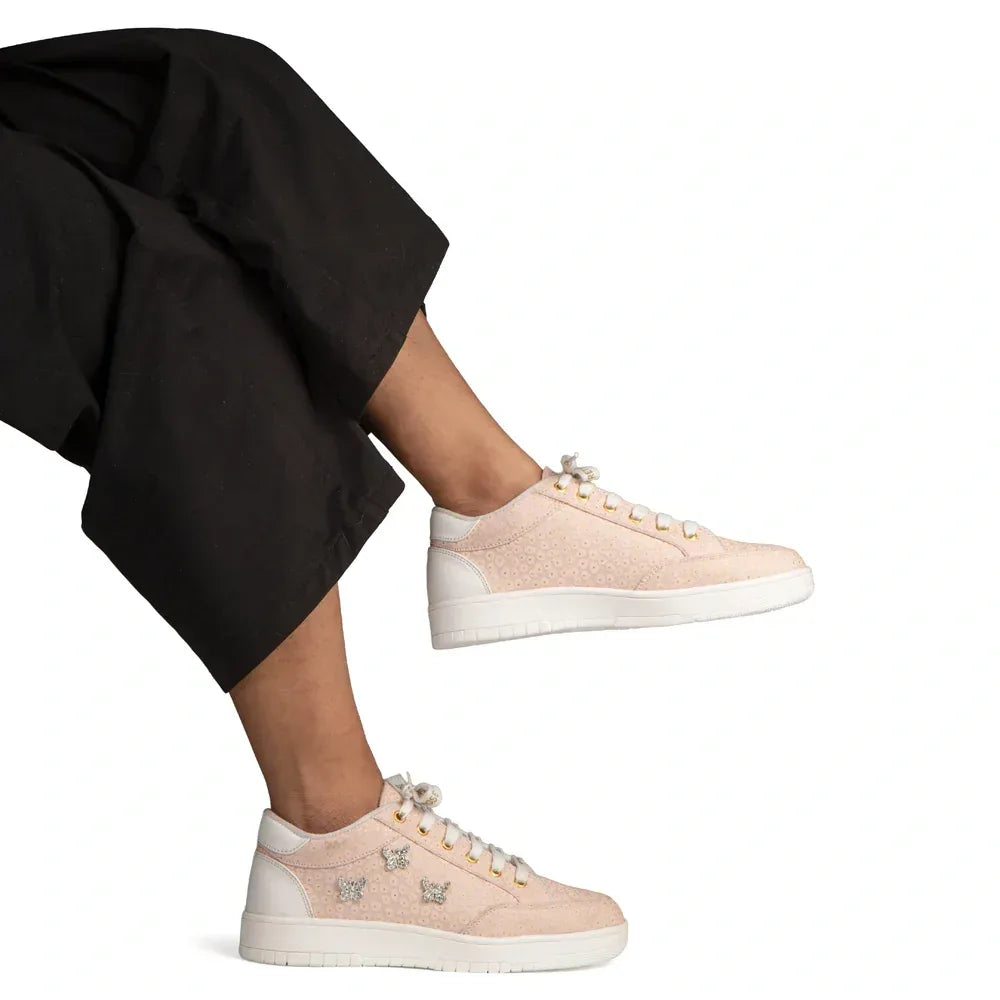 The Meadow Legacy Light Peach Luxury Embellished Casual Sneaker