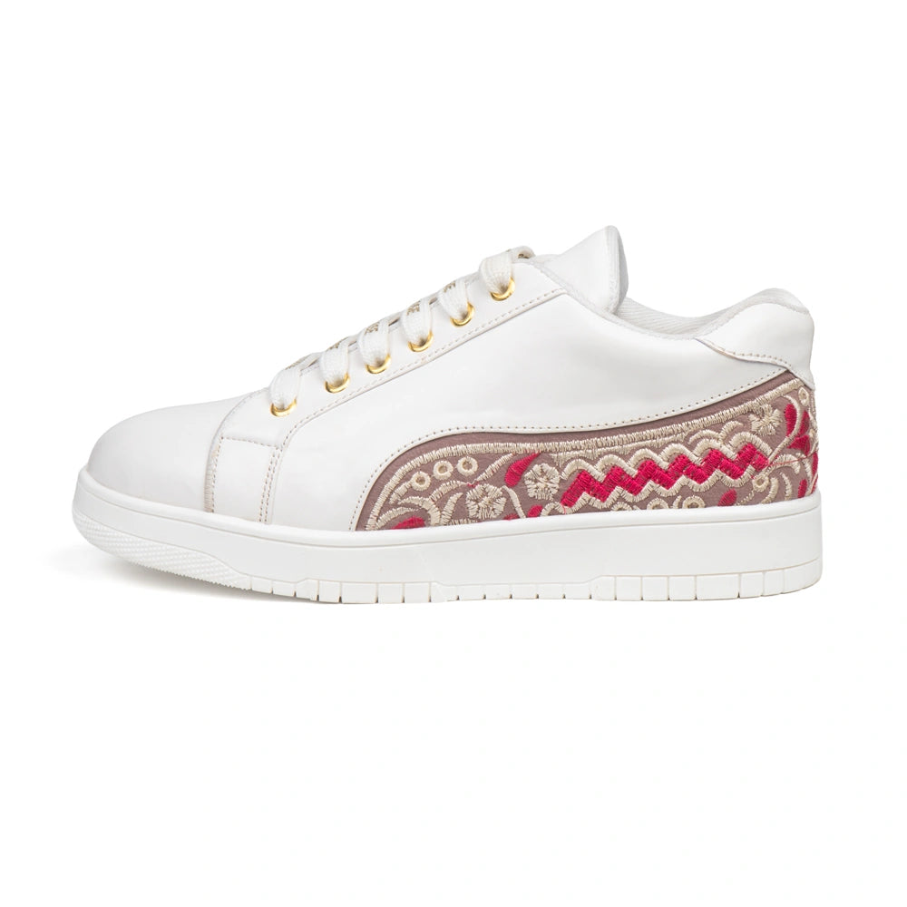 The Medallion Wave White Red Luxury Embellished Casual Sneaker