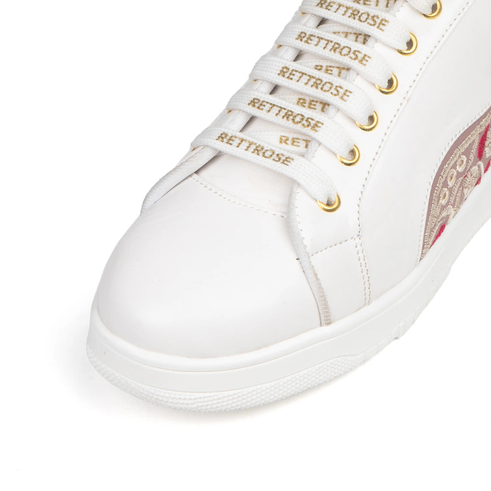 The Medallion Wave White Red Luxury Embellished Casual Sneaker