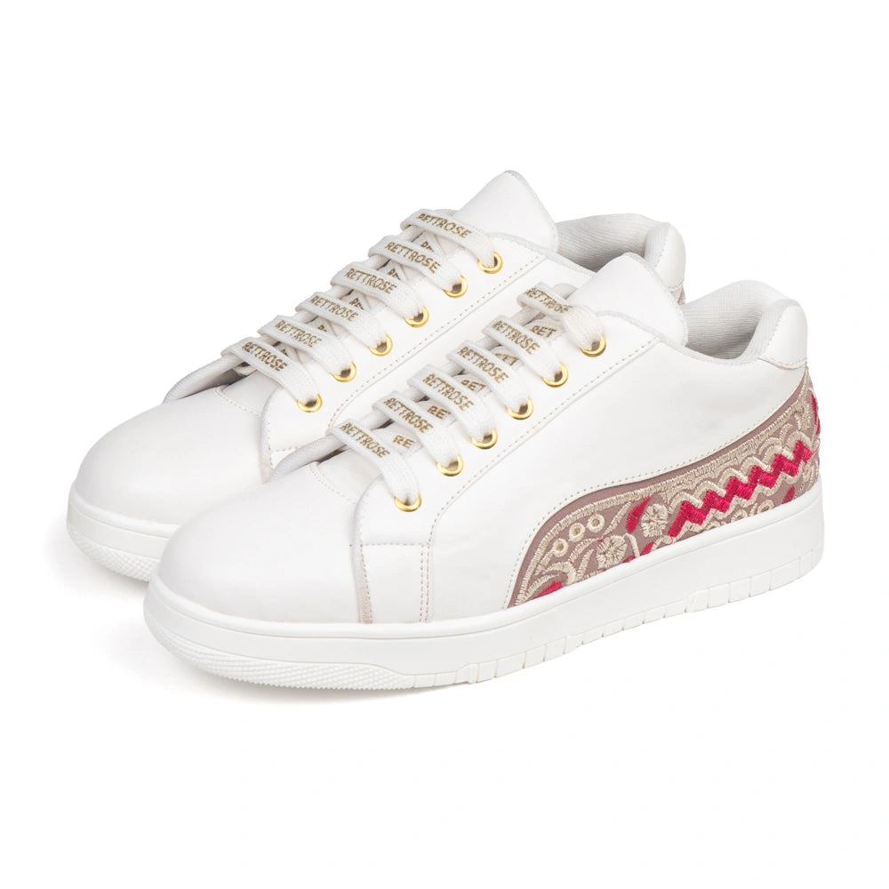 The Medallion Wave White Red Luxury Embellished Casual Sneaker