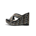 The Ruth Black Hand Embellished Luxury Wedge Shoe