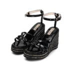 The Alani Black Hand Embellished Luxury Wedge Shoe