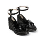 The Alani Black Hand Embellished Luxury Wedge Shoe