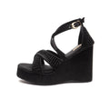 The Genesis Black Hand Embellished Luxury Wedge Shoe