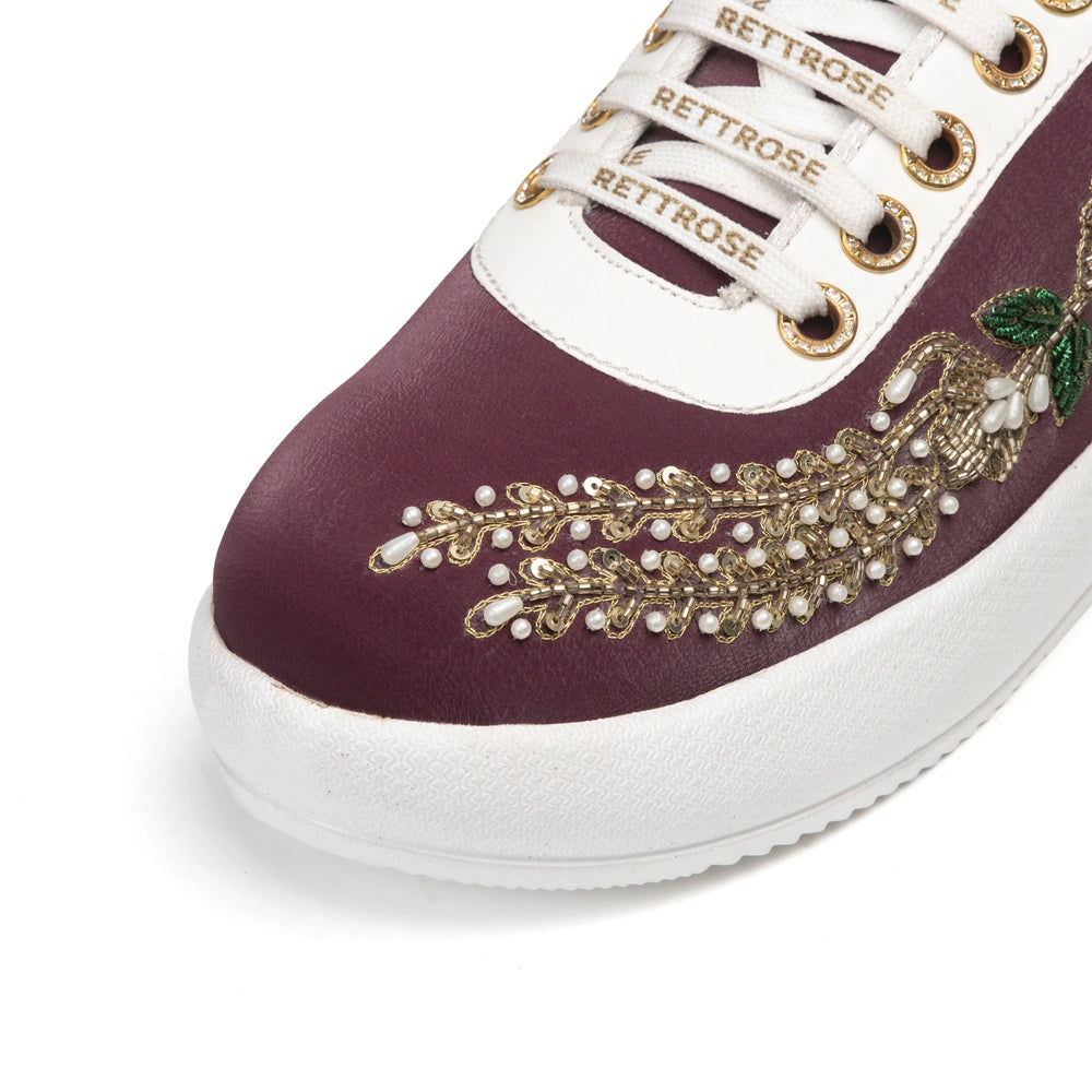 The Isolde Luxury Plum Bloom Embellished Trainer