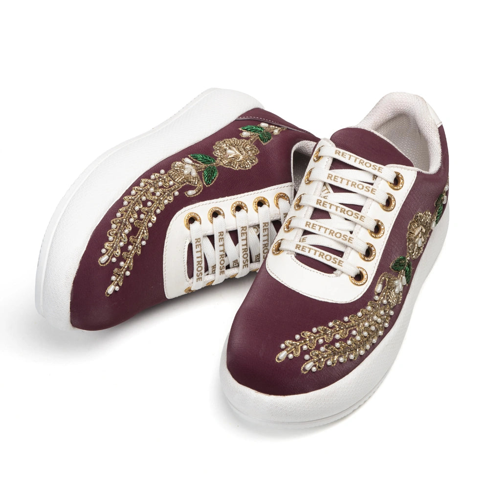 The Isolde Luxury Plum Bloom Embellished Trainer