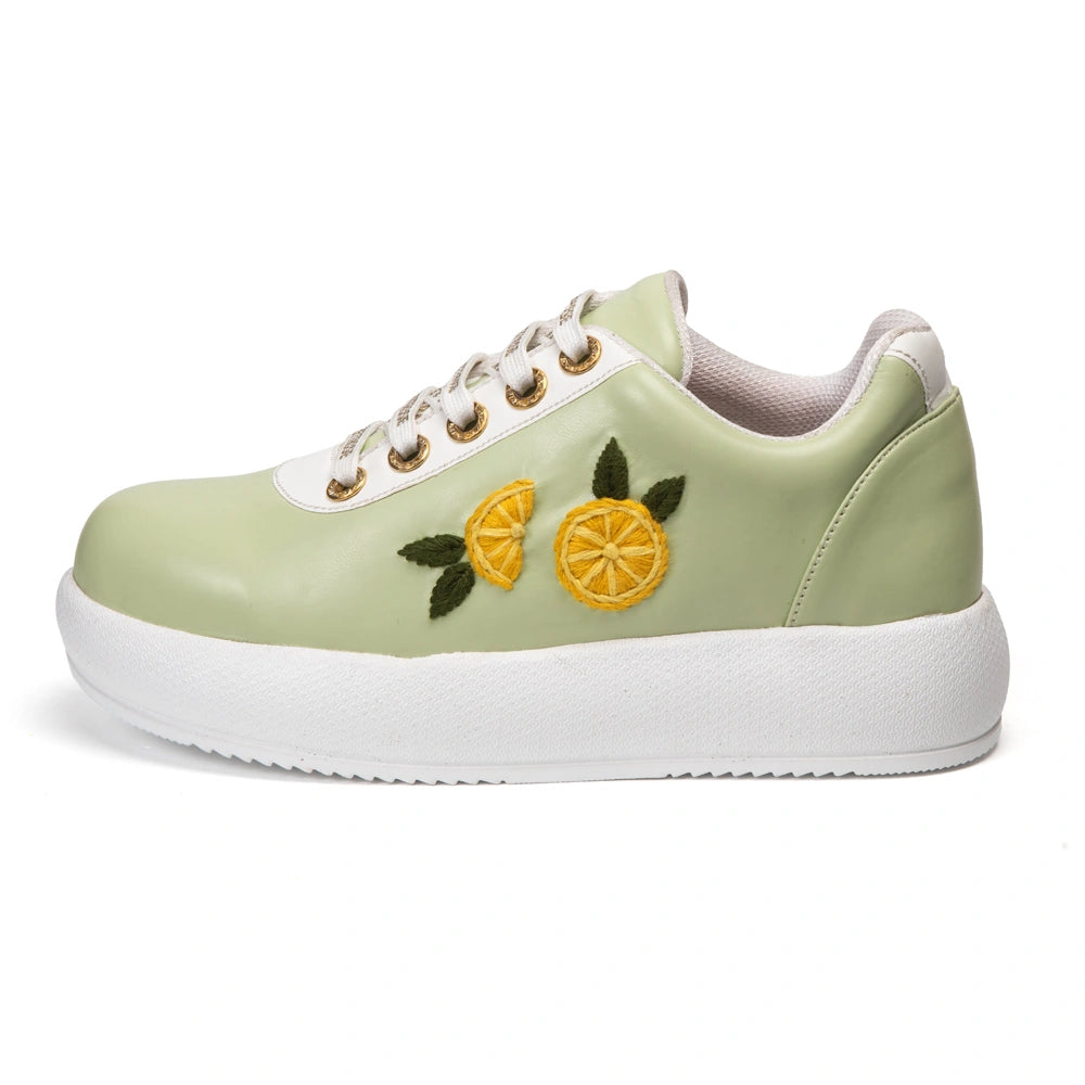 The Liora Luxury Citrus Mint Embellished Trainer