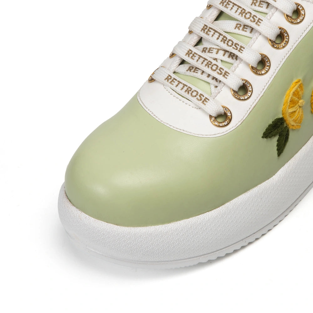 The Liora Luxury Citrus Mint Embellished Trainer