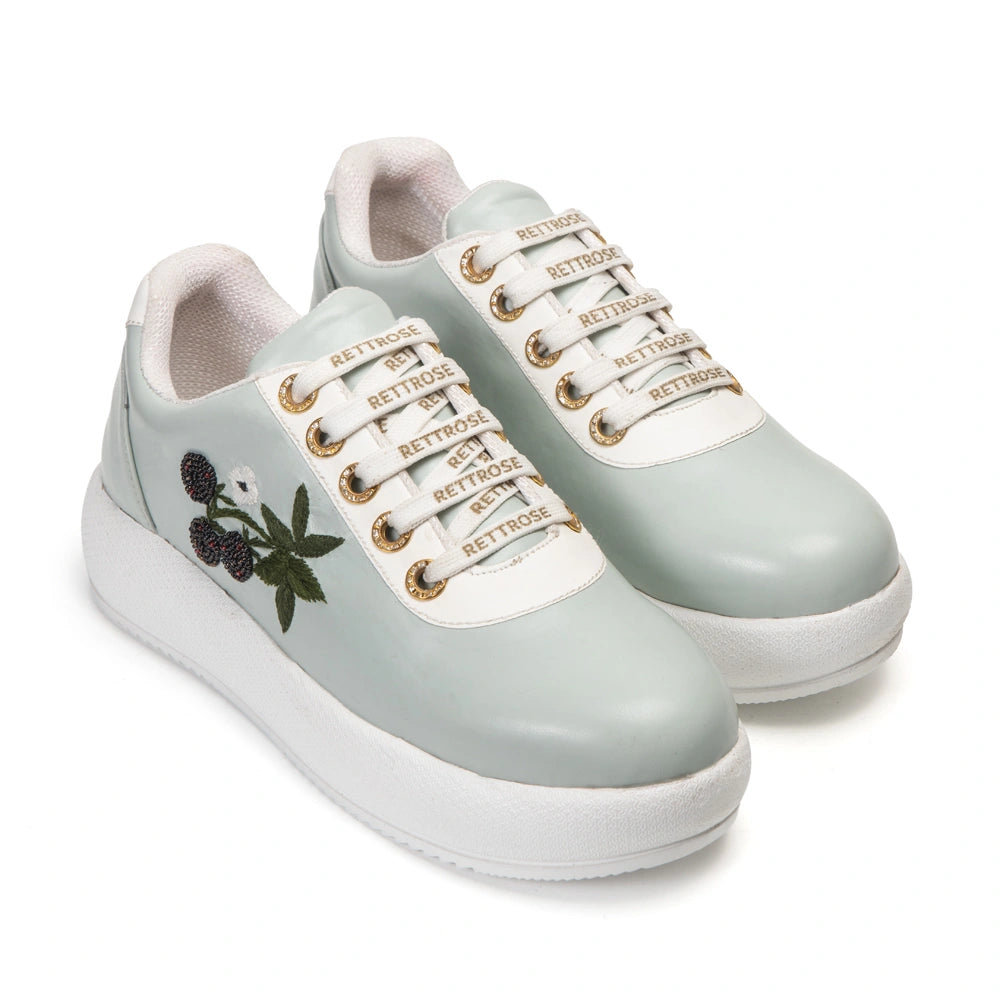 The Elowen Luxury Sage Berry Embellished Trainer