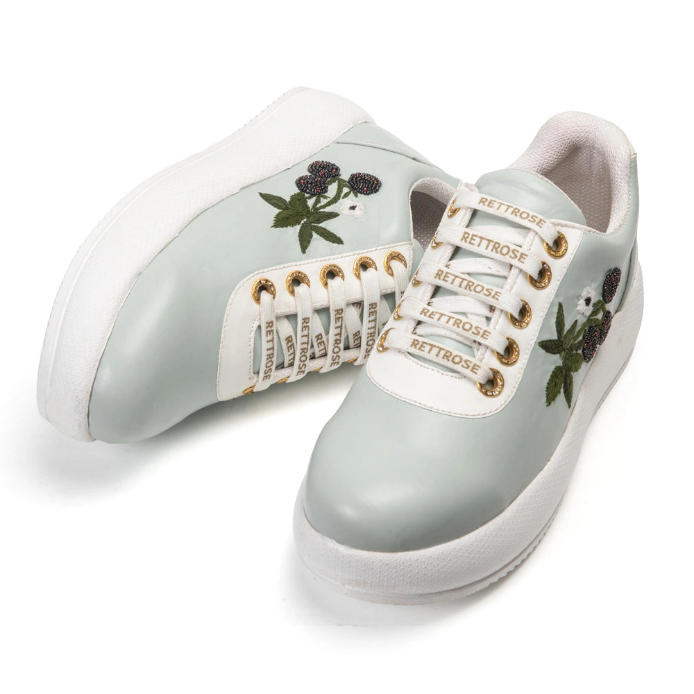 The Elowen Luxury Sage Berry Embellished Trainer