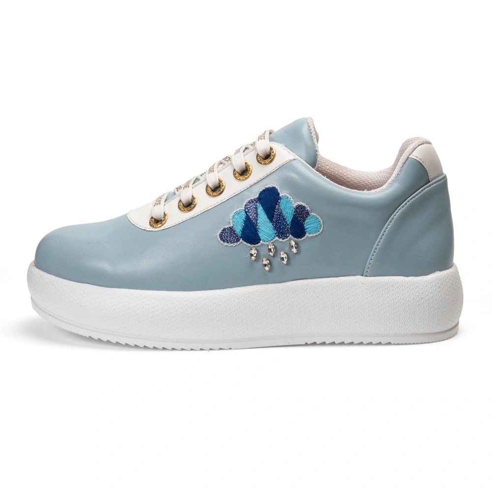 The Azure Luxury Rainfall Blue Embellished Trainer