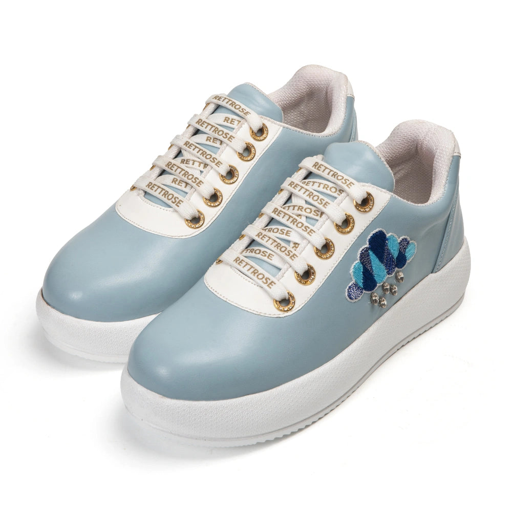 The Azure Luxury Rainfall Blue Embellished Trainer