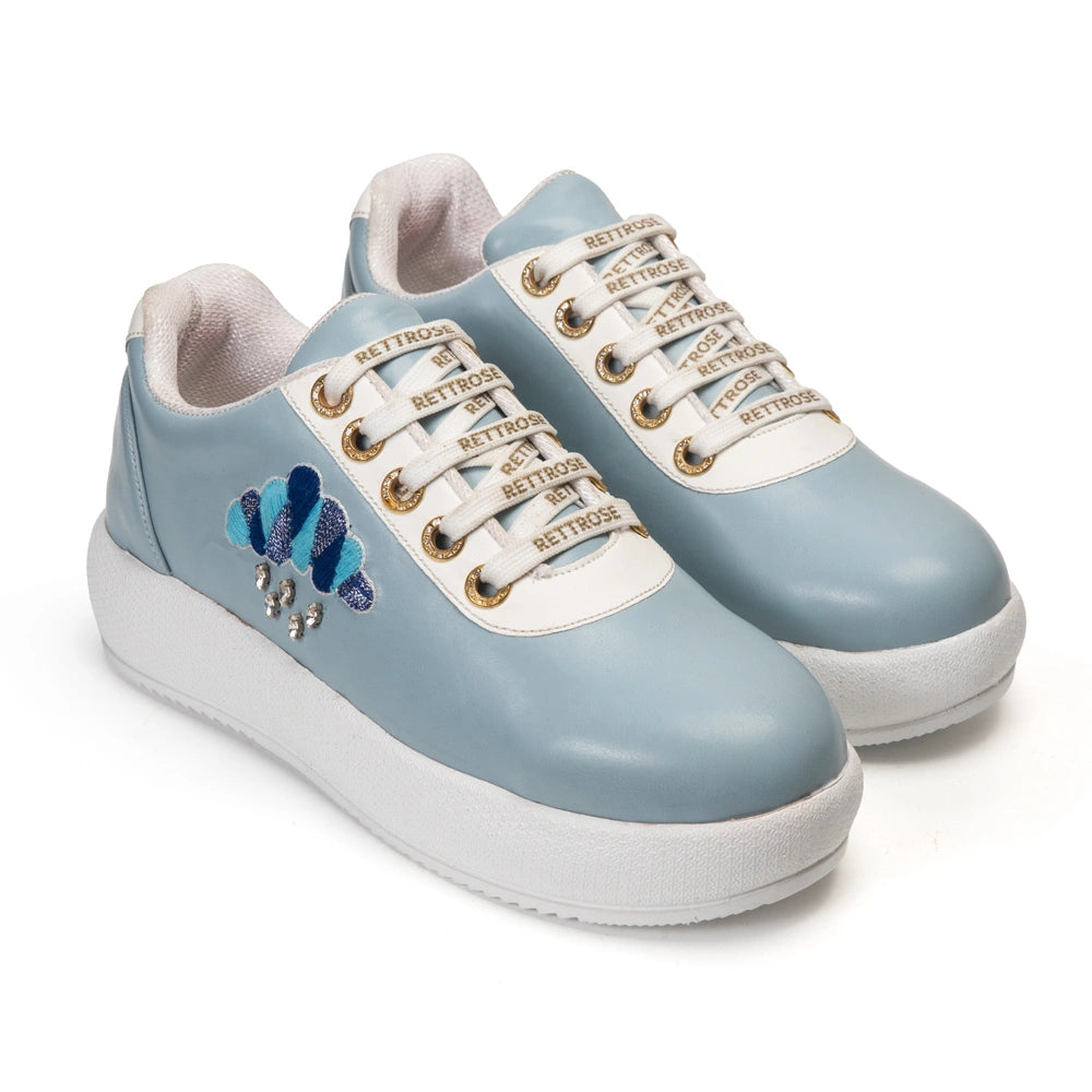 The Azure Luxury Rainfall Blue Embellished Trainer