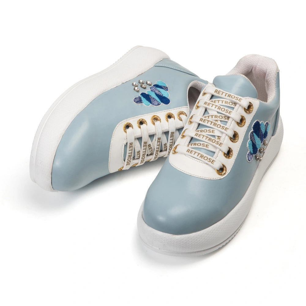 The Azure Luxury Rainfall Blue Embellished Trainer