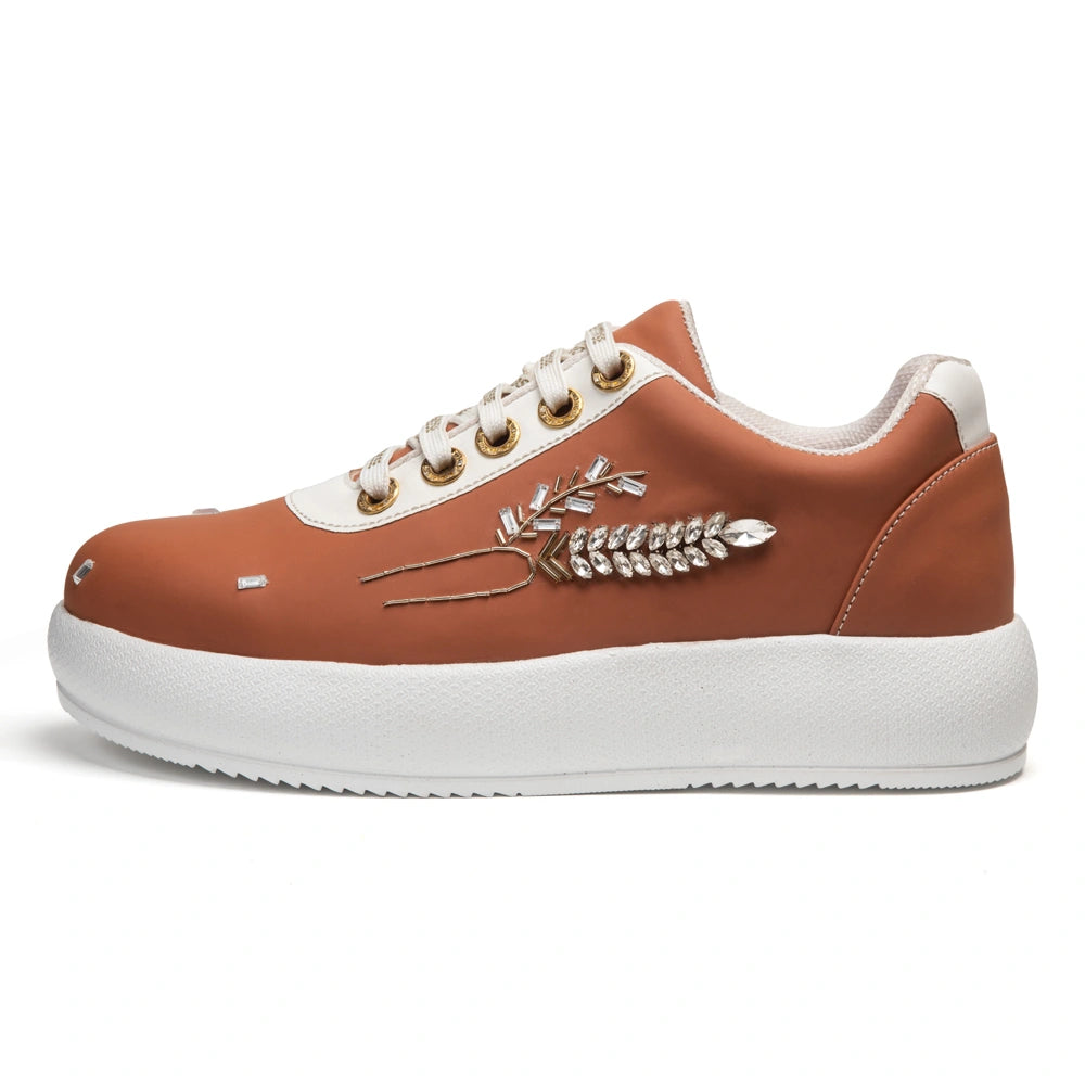 The Freya Luxury Amber Harvest Embellished Trainer