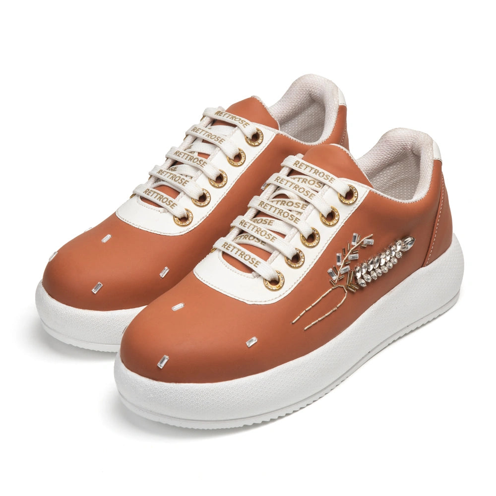 The Freya Luxury Amber Harvest Embellished Trainer