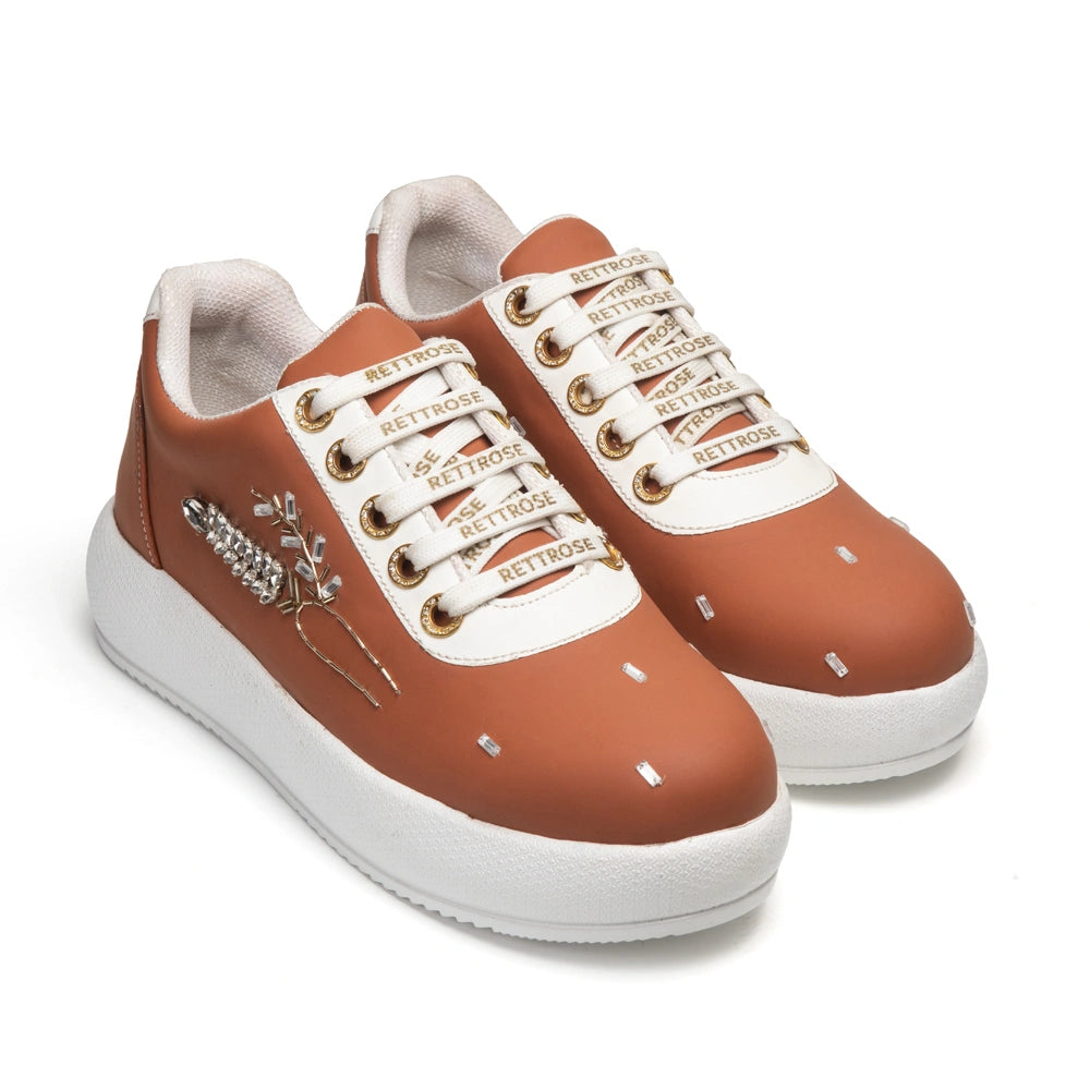 The Freya Luxury Amber Harvest Embellished Trainer