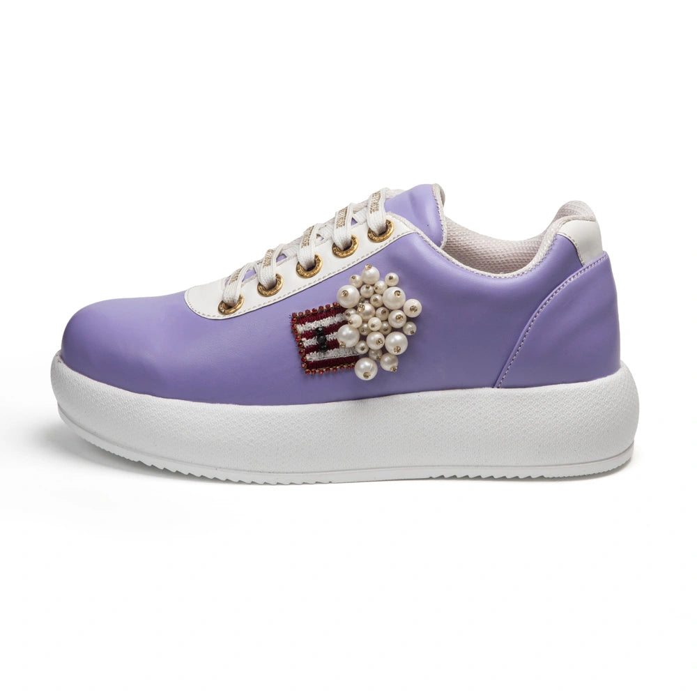 The Amelina Luxury Popcorn Pearl Embellished Trainer