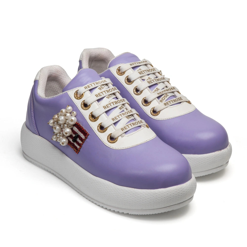 The Amelina Luxury Popcorn Pearl Embellished Trainer