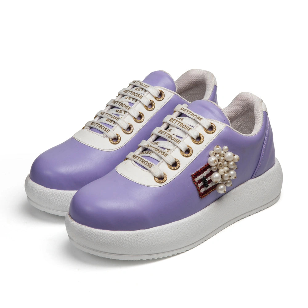 The Amelina Luxury Popcorn Pearl Embellished Trainer