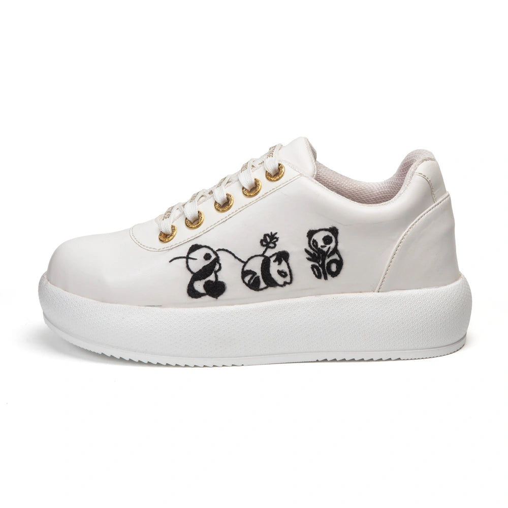 The Calista Luxury Panda Sketch Embellished Trainer
