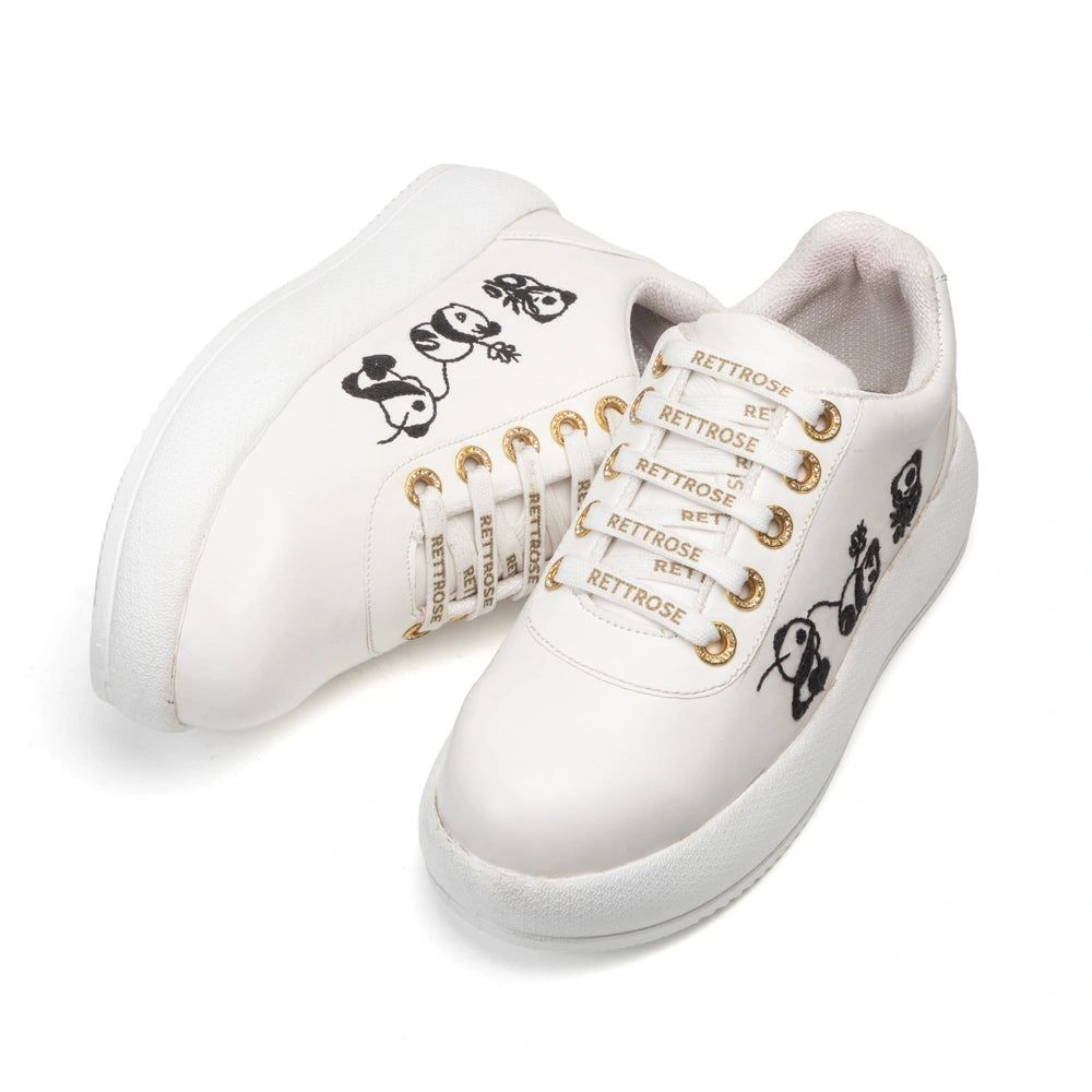 The Calista Luxury Panda Sketch Embellished Trainer