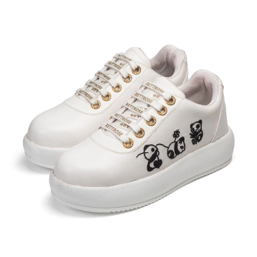 The Calista Luxury Panda Sketch Embellished Trainer
