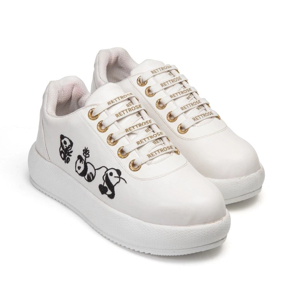 The Calista Luxury Panda Sketch Embellished Trainer